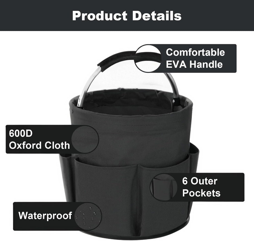 Cleaning Caddy with Handle, Cleaning Products Organiser, 17L Foldable Storage Basket, Cleaning Caddy Organiser