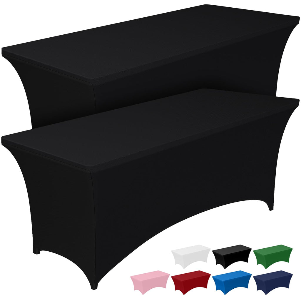 Spandex Tablecloth 8ft 2 Pack Black