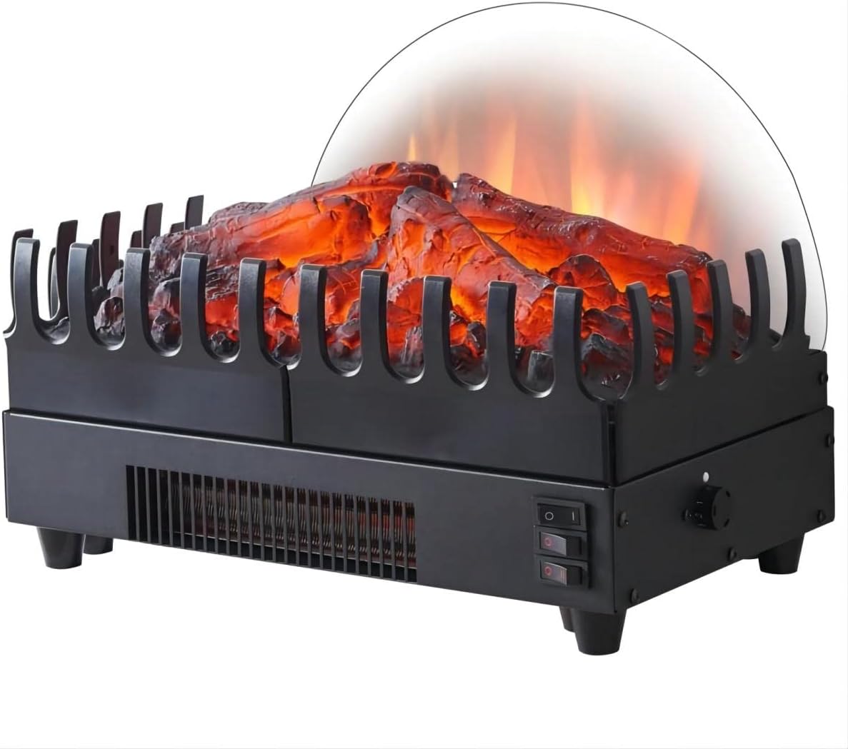 Electric Fireplace Log Heater, 16" Fireplace Inserts with Realistic Ember Bed, Thermostat, 750/1500W, Black