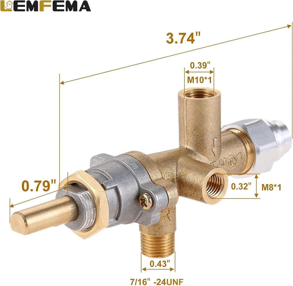 Replacement for Propane Patio Heater Brass Safety Control Valve with Pilot