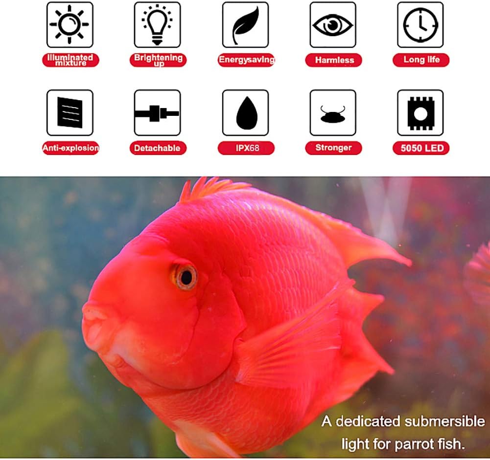 8 in Submersible LED Aquarium Light, 1.2W Color Changing Fish Tank Light with Remote Control, IP68 Crystal Glass 9