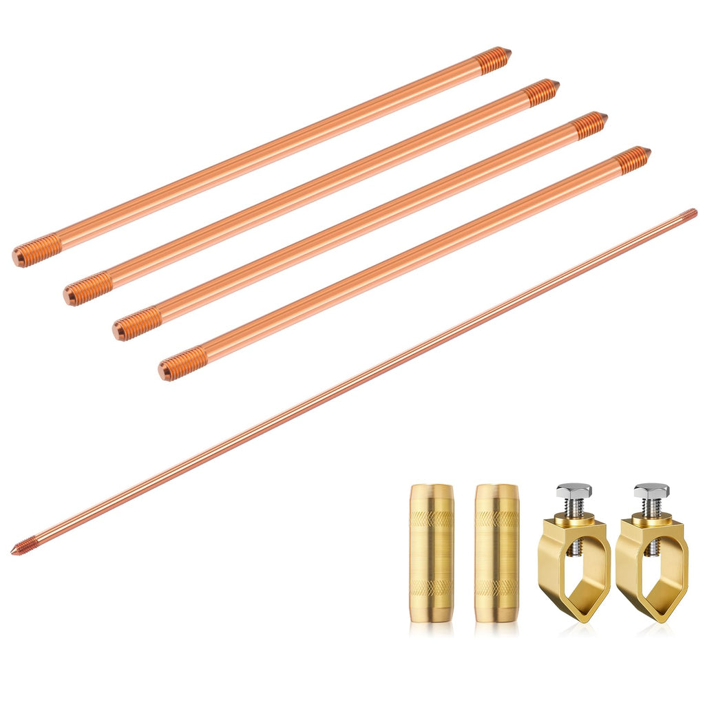 Zonon 2 Pcs 8 ft Ground Rod Kit with Clamps