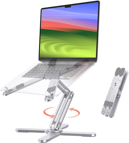 LA10 360° Rotating Laptop Stand Riser for Desk, Ergonomic Foldable Computer Stand Adjustable Height Angles for