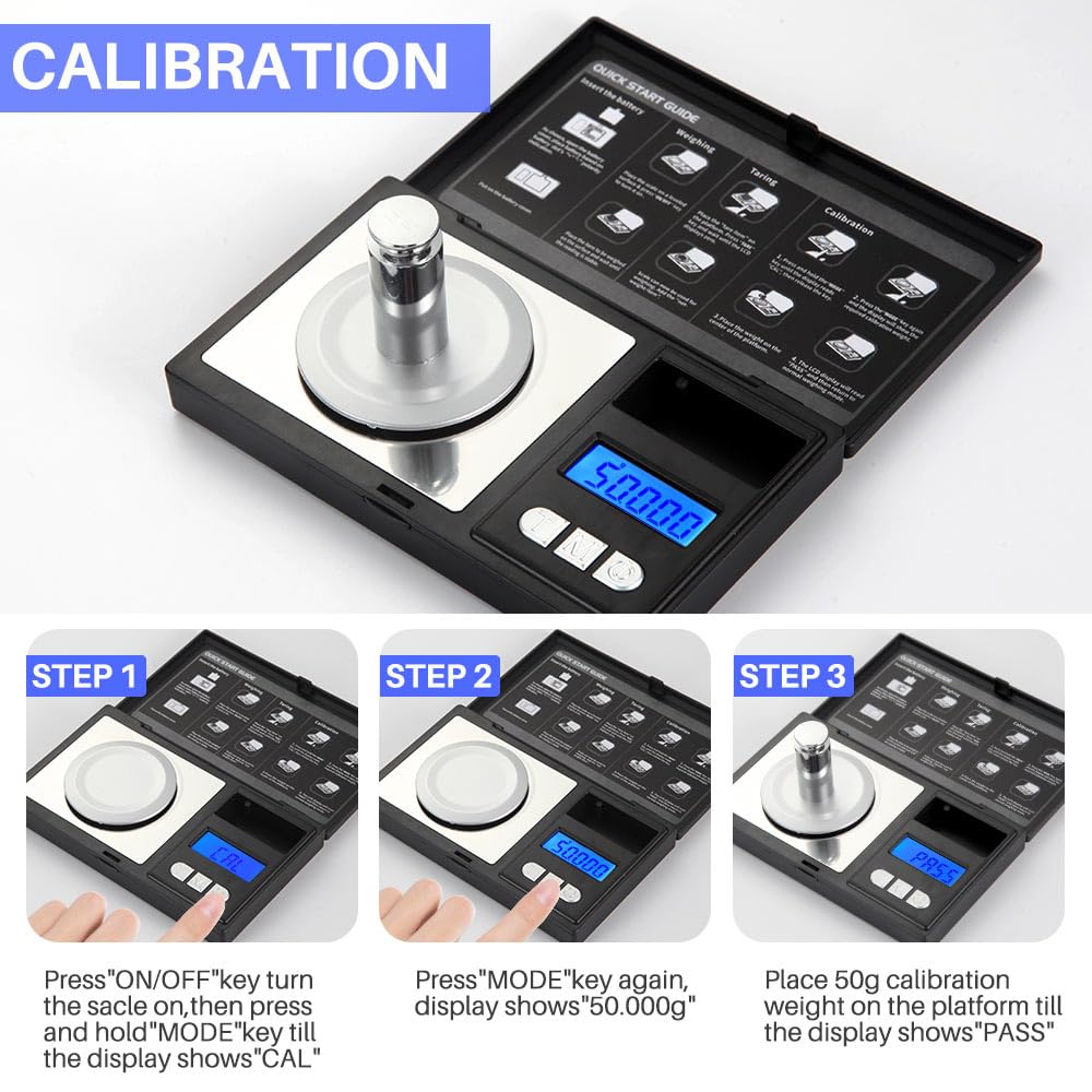 Digital Milligram Scale, 50g/0.001g Powder Scale with Cal Weight