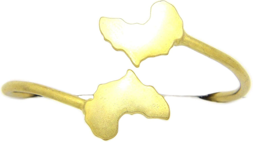 Smooth Africa Continent Pendant Brass Bangle