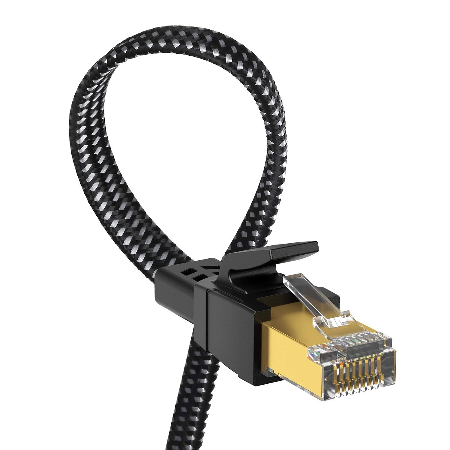 Cat 8 Ethernet Cable 50FT, High Speed Braided 40Gbps 2000MHz Network | Bare Copper Shielded SFTP Internet Cable
