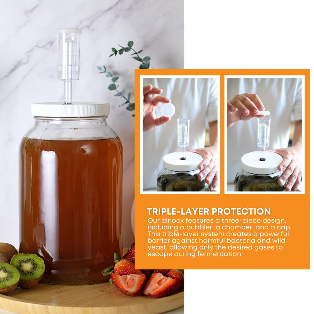 3 Piece Airlock for Fermentation Hydrolocks for Fermenting Wine and Beer with Drilled Rubber Stopper Durable Carboy