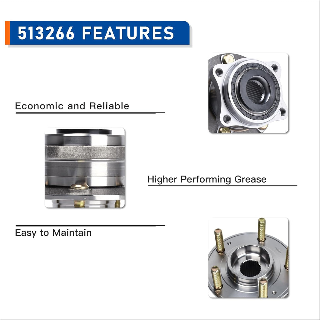 PAROD 513266 Pair of 2 Front or Rear AWD Wheel Hub Bearing Assembly Compatible with 07-18 Hyundai Santa Fe, 13-18 Santa Fe Sport, Santa Fe XL, 07-12 Veracruz, 14-17 Kia Rondo, 11-15 Kia Sorento