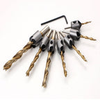 Socoje 7PCS 3-10mm Round Shank Titanium Coated Countersink Drill Bit Set Replacement Three Point Drill Set Carpentry Boring Tool Woodworking Tool with Hexagon