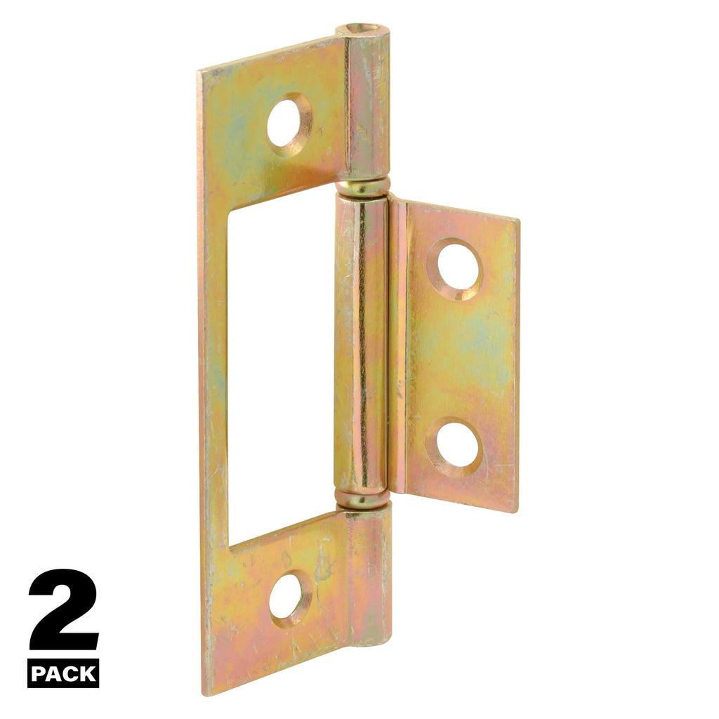 N 6656 Bi-Fold Door Hinges, Non-Mortise Style, Brass Plated (2 Pack)