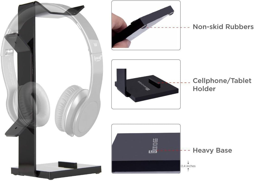 Headphone Stand Gaming Headset Holder For Desk Cable Organizer & Cellphone Stand for All Headphones Size headphone