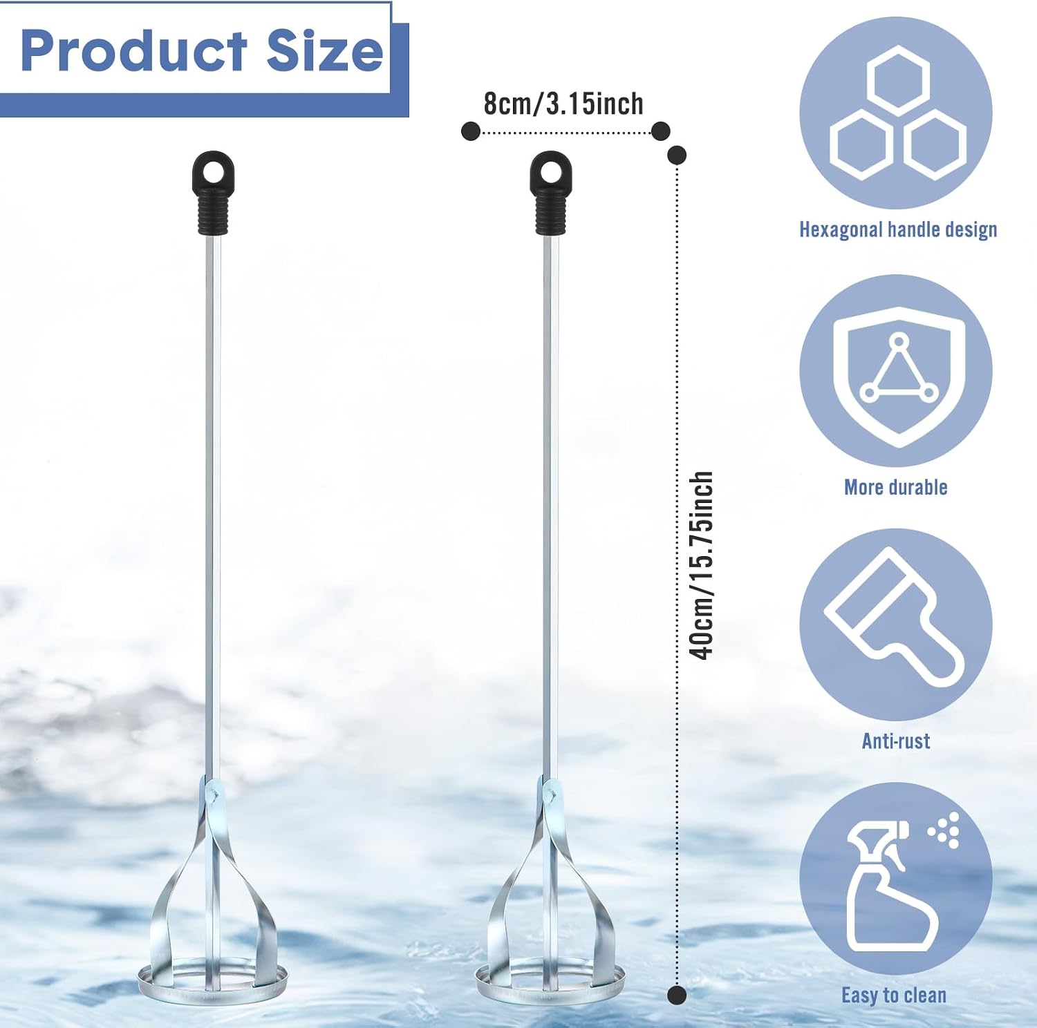 2 Pcs Paint Mixer for Drill 5 Gallon Paint Stirrer for Drill, 1 to 5 Gallon Buckets Fits Cement Mixing Paddle for