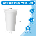 Disposable Paper Coffee Cups 16 oz 500 Pack