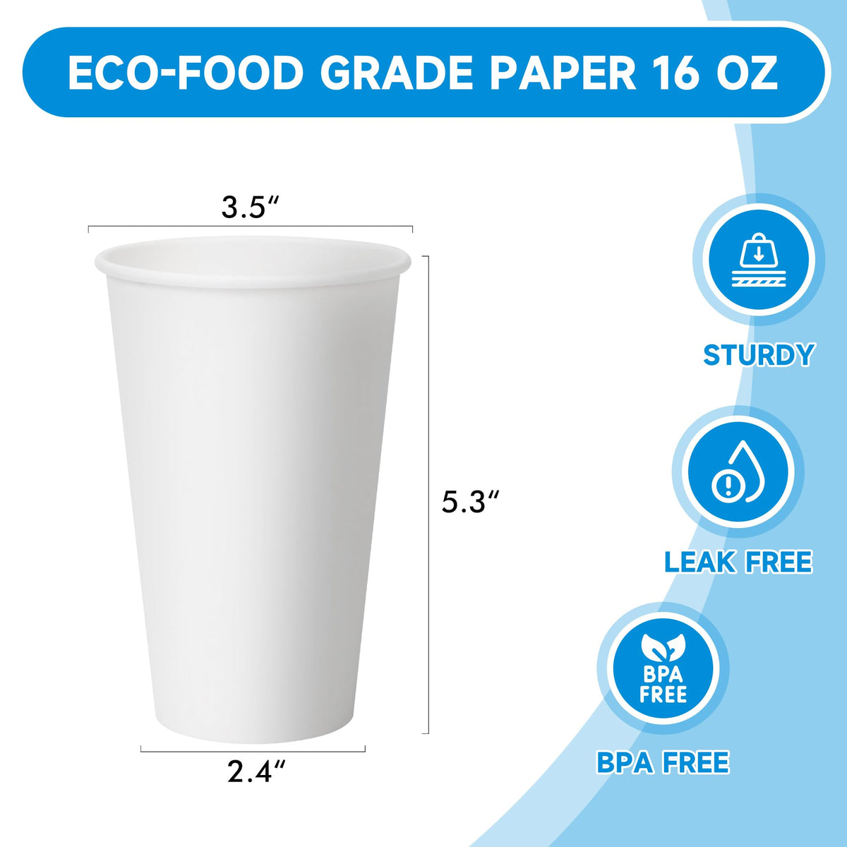 Disposable Paper Coffee Cups 16 oz 500 Pack