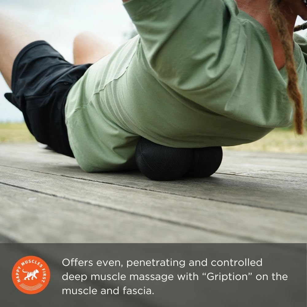 Tiger Ball Large 8-Inch Long by 4.4-Inch High Peanut Foam Roller Double Ball: Self-Help Body Massage Tool for Trigger