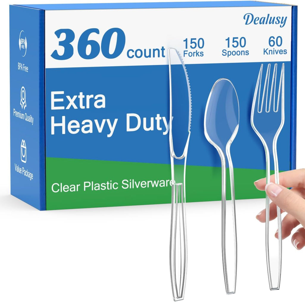 360 Count Extra Heavy Duty Clear Plastic Silverware