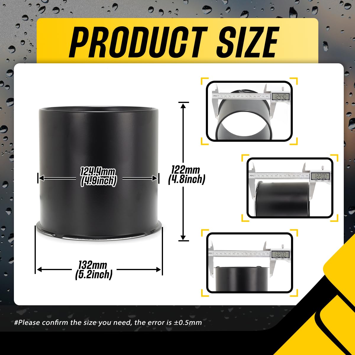 4Pcs 4.9" Stainless Trailer Wheel Center Caps, Matte Black