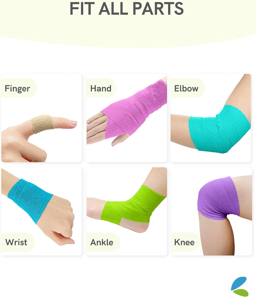 Self Adhesive Bandage Wrap, Medical Tape in First Aid Kit, Cohesive Bandages for Wounds Sport Vet, 2 Inches X 5 Yards