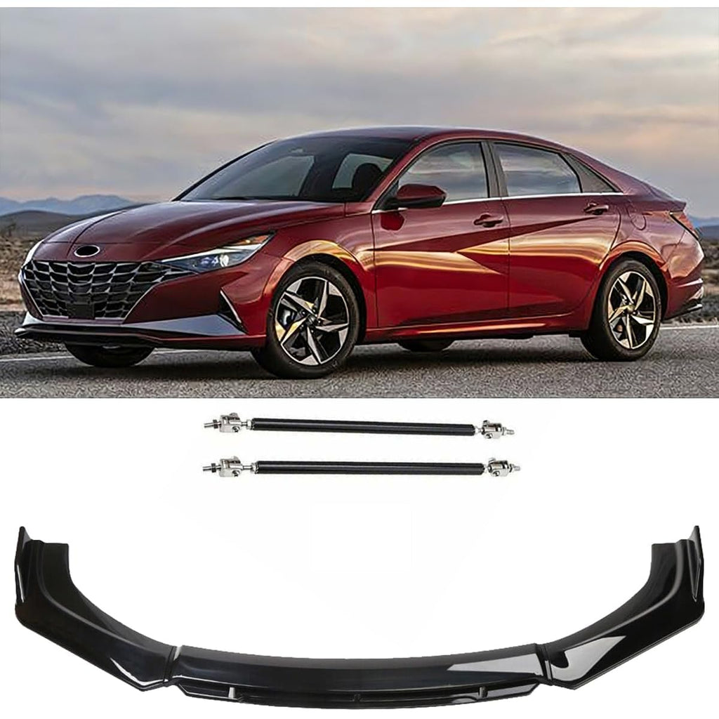 for Hyundai Sonata Veloster Elantra Accent Venue Car Universal Adjustable Front Bumper Lip Chin Spoiler Splitter 4PCS Diffuser Protector Black