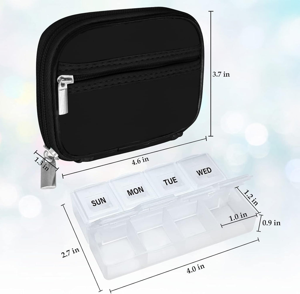 Weekly Travel Pill Organizer Pill Case for Purse with Removable 7 Day Pill Box, Fashionable Travel Medicine Organizer