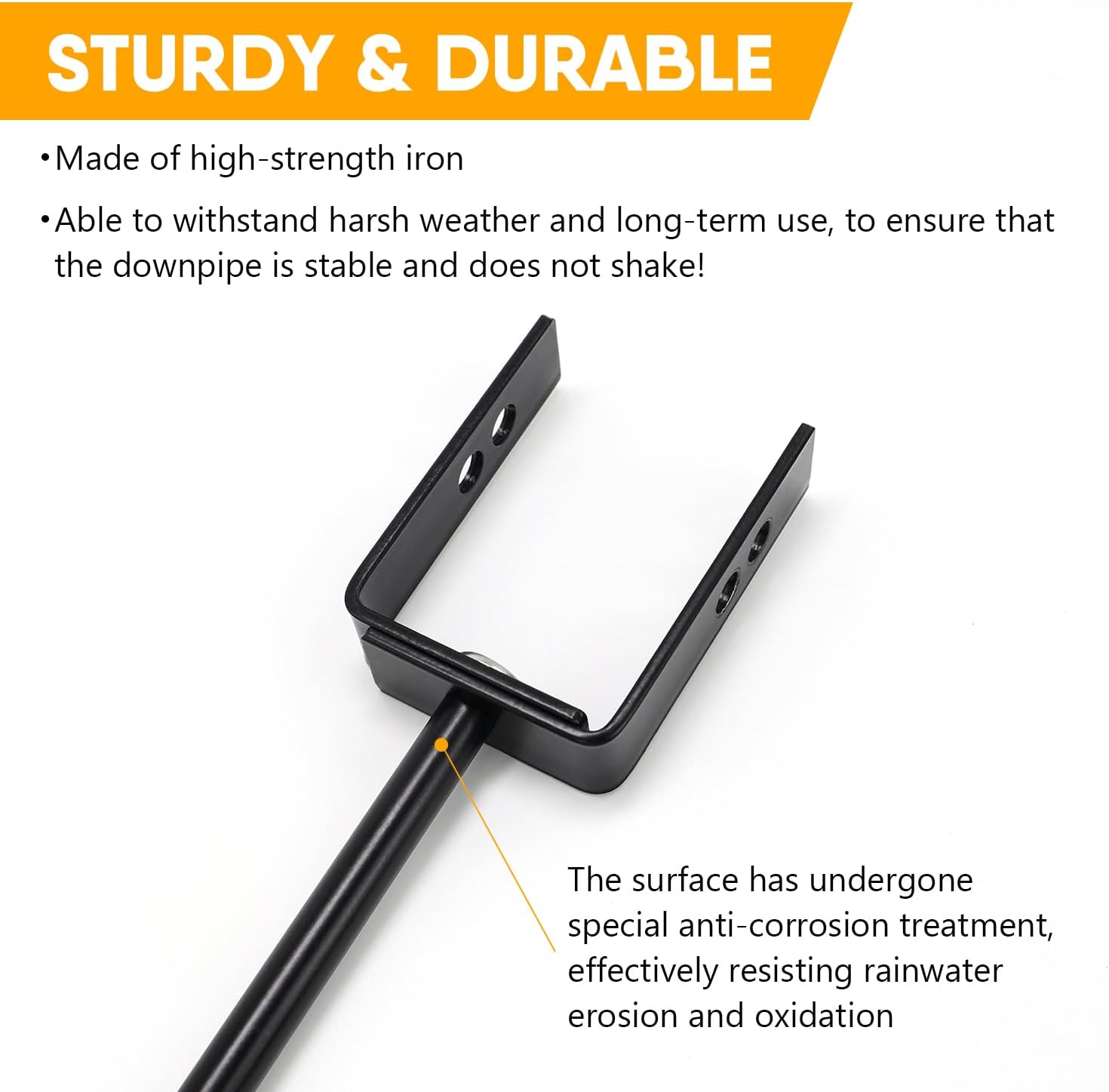 Rainwater Downspout Bracket - Heavy-Duty Galvanized Iron with Eco-Friendly Coating, Adjustable Size, Rust-Proof