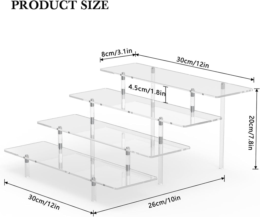 4 Tier Acrylic Display Riser Stand, Clear Perfume Organizer, Cupcake Stand | Ture 4-Tier Dessert Display for Party
