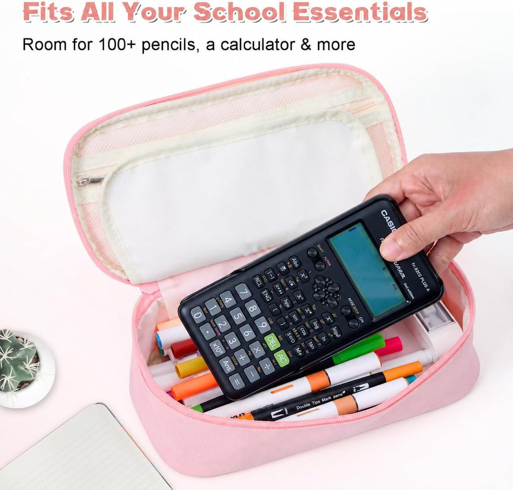 Pencil Case Pouch, Large Capacity Pen Bag Organizer, Cute Aesthetic Pencil Box for Girls Boys Kids, Back to School