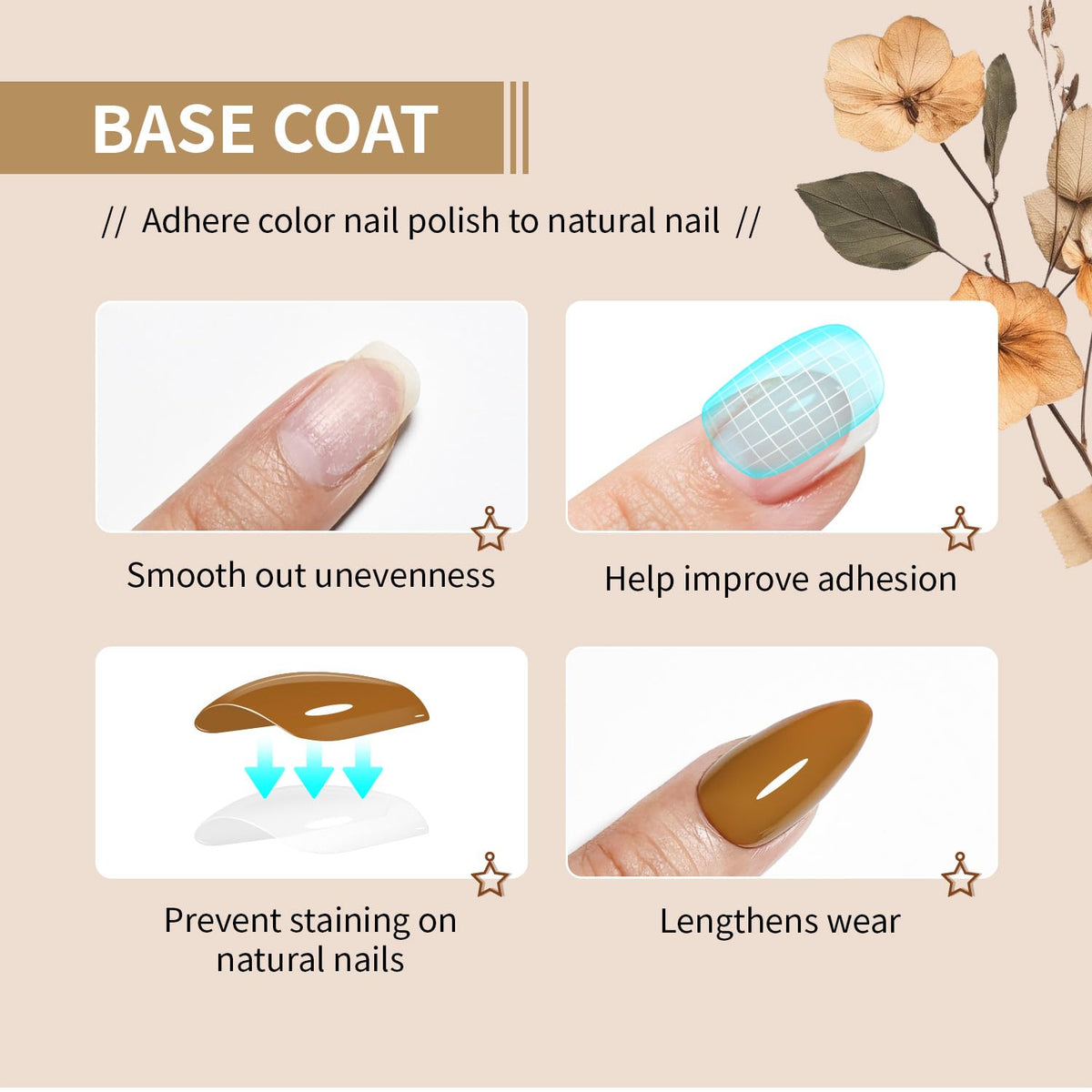 Base and Top Coat Nail Polish 16.5ml Quick DryLarge Volume Basic