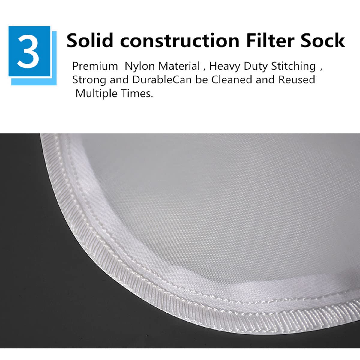 7Inch Ring 400 Micron Nylon Monofilament Mesh Filter Bag,7" x 32" Liquid Filter Sock (400Micron 7" x 32“)