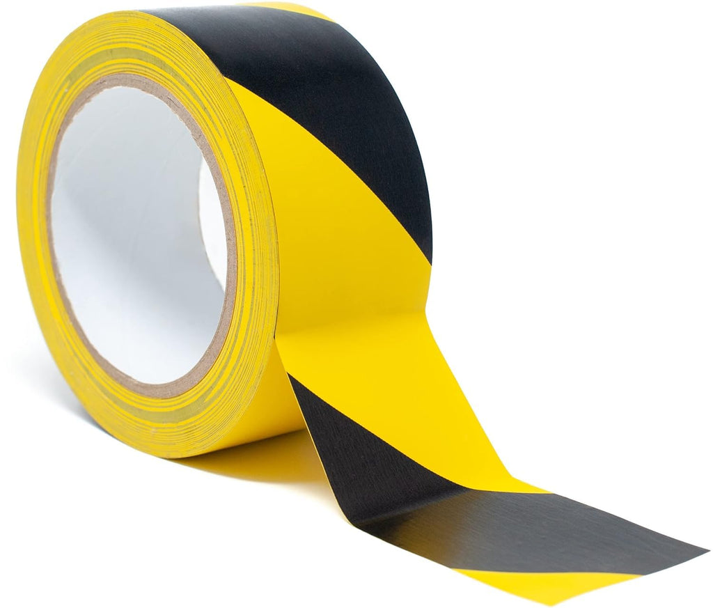 Floor Marking Tape - 2 Pack Black & Yellow Hazard Tape, 2" x 46 ft Each | Safety Warning Stripe Tape for Floors