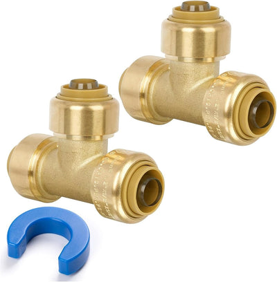 1/2" Pex Tee Pushfit, Push to Connect Brass Plumbing Fitting for Copper, CPVC, PEX Pipe, Brass Pex Fitting with