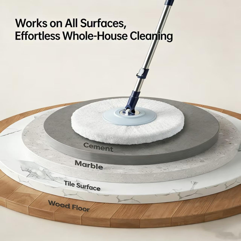 Spin Mop & Bucket System with 4 Washable Microfiber Mop Pads – Ideal Hardwood Floor Mop with Bucket for All Hard