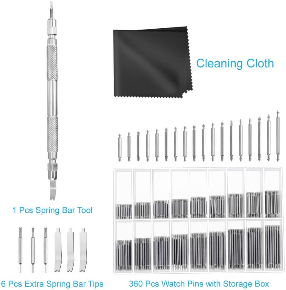 Watch Link Remover Kit with Spring Bar Tool Watch Band Tool and 360 Pcs Watch Strap Link Pins for Watch Repair and