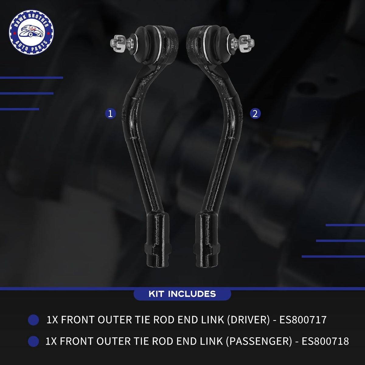 2Pcs Front Outer Tie Rod Ends Fit For 2011-2014 Hyundai Sonata, 2010-2017 Hyundai Tucson Azera, 2011-2016 Kia Sportage Optima Azera, ES800717 ES800718
