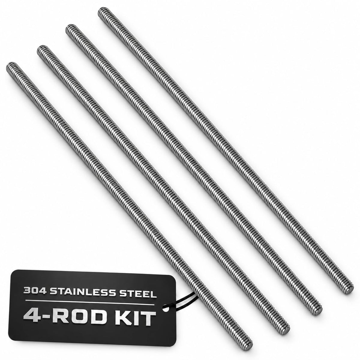 304 SS Fully Threaded Rod, 3/8"-16 x 36, 4-Pack