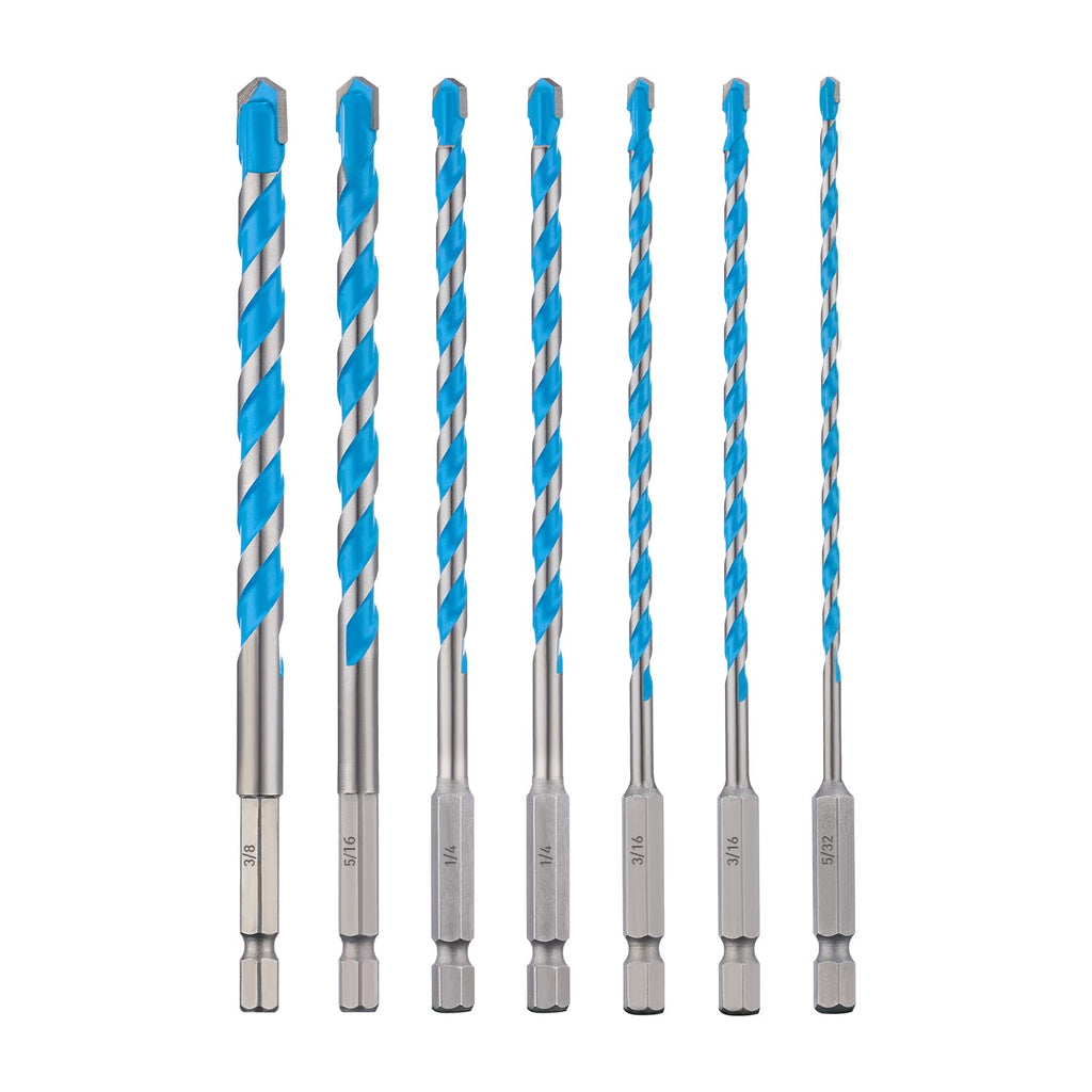 toolant 6" Shockproof Masonry Drill Bits, 5/32"-3/8", 7-Piece Set