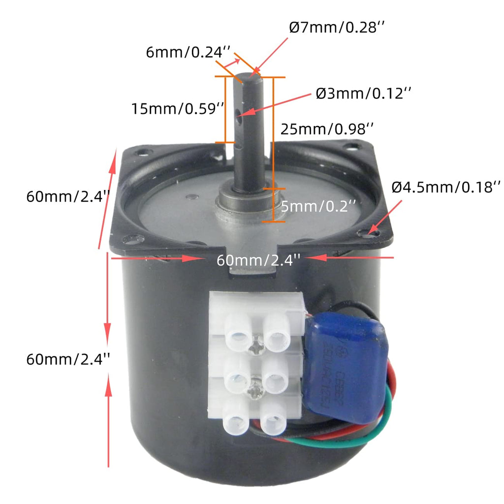 CHANCS 60KTYZ Synchronous Gear Motor AC 110V 40-48RPM CW/CCW Direction Control 18W for Food Machinery