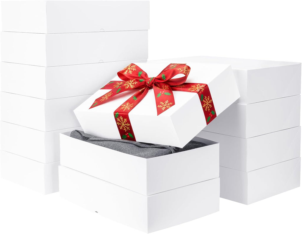 12 Pack Extra Large White Gift Boxes with Lids, 17x11x4 Inches