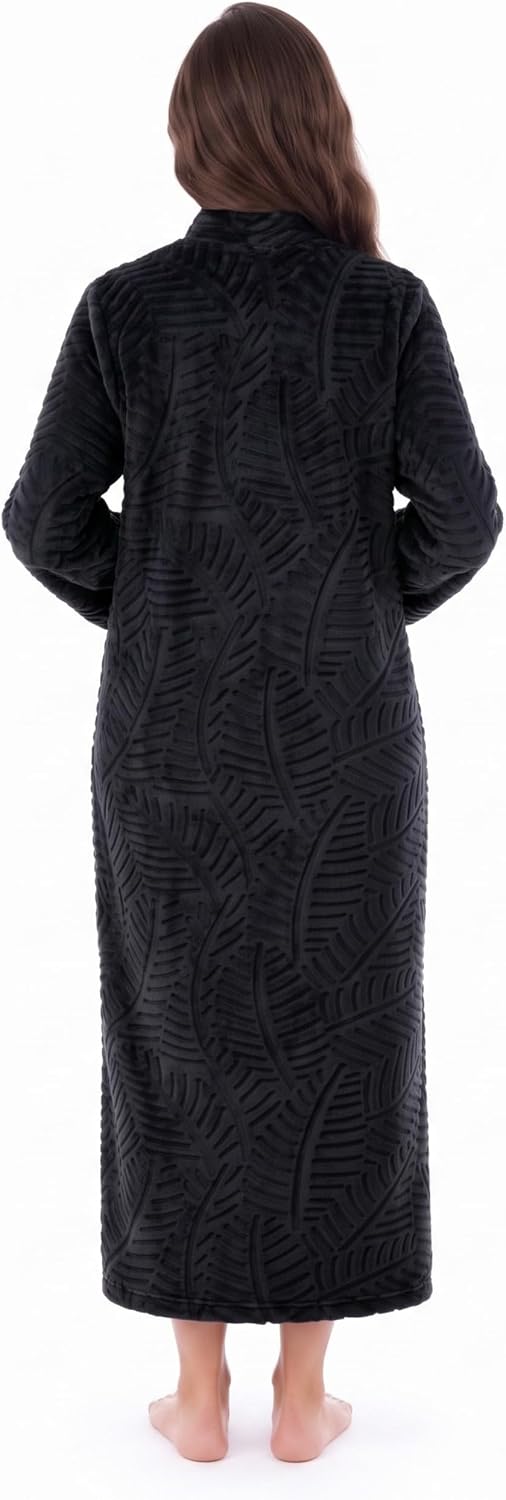 Plush Zipper Lounger Solid Robe