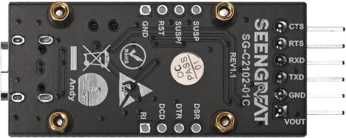 CP2102 USB to UART Serial Converter Module, Type-C Interface, 3.3V/5V Switchable, with CTS/RTS Flow Control, Compatible with Windows, Linux, Mac OS, for Arduino, Raspberry Pi