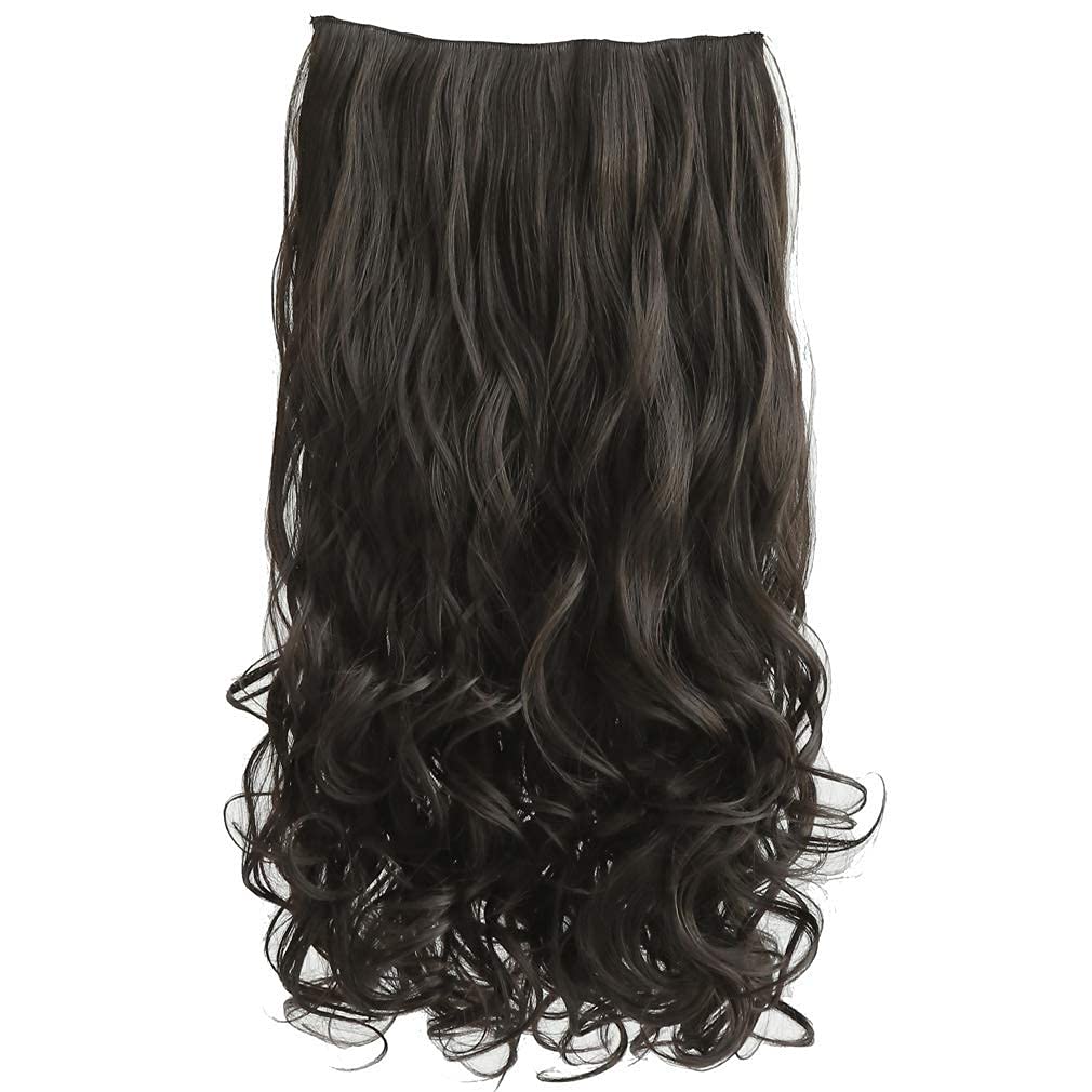 18" 1-Pack 3/4 Full Head Curly Wavy Clips in on Synthetic Hair Extensions HE008 Hairpieces for Women 5 Clips 4.0 Oz