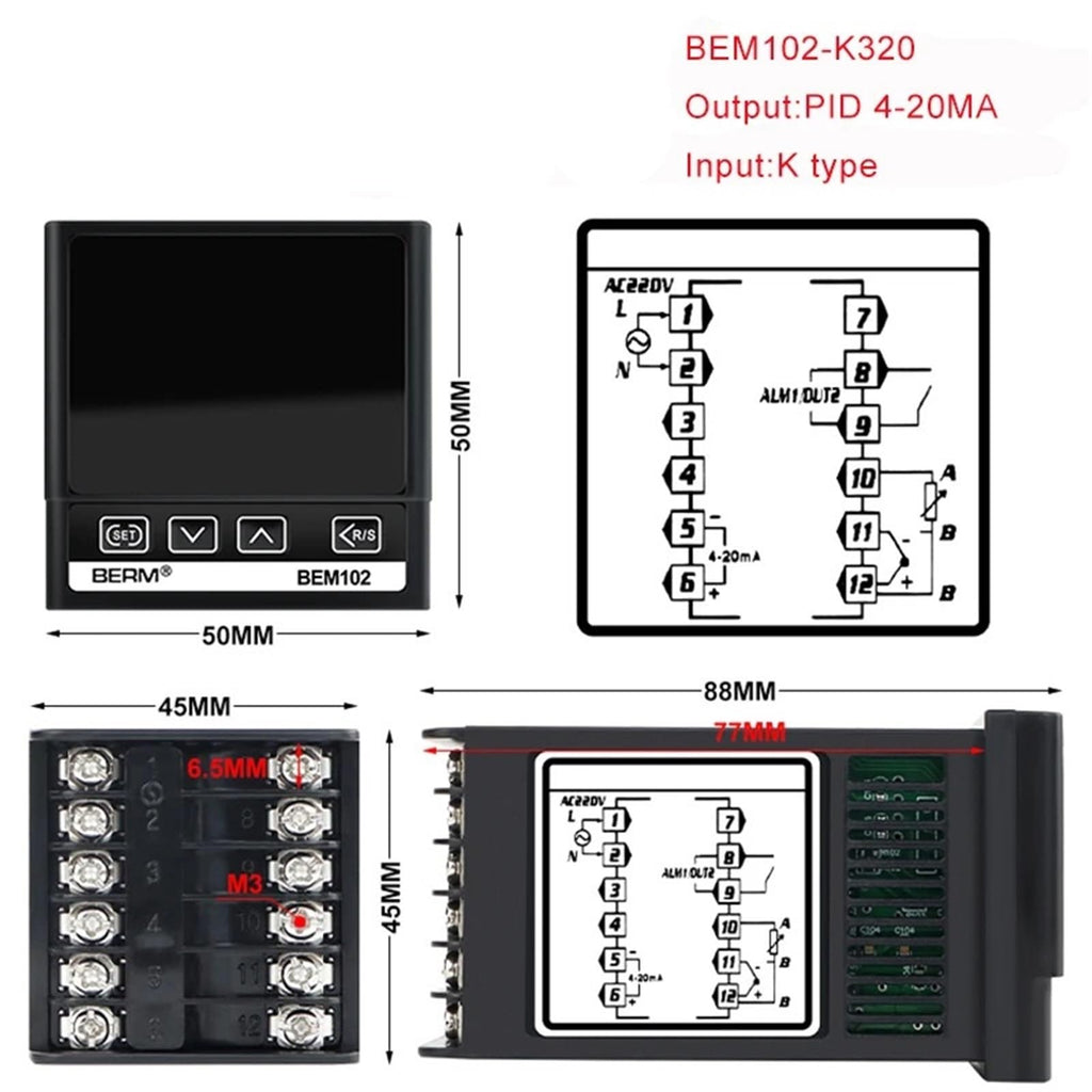PID Thermostat Temperature Controller LCD Digital Display 0-400C