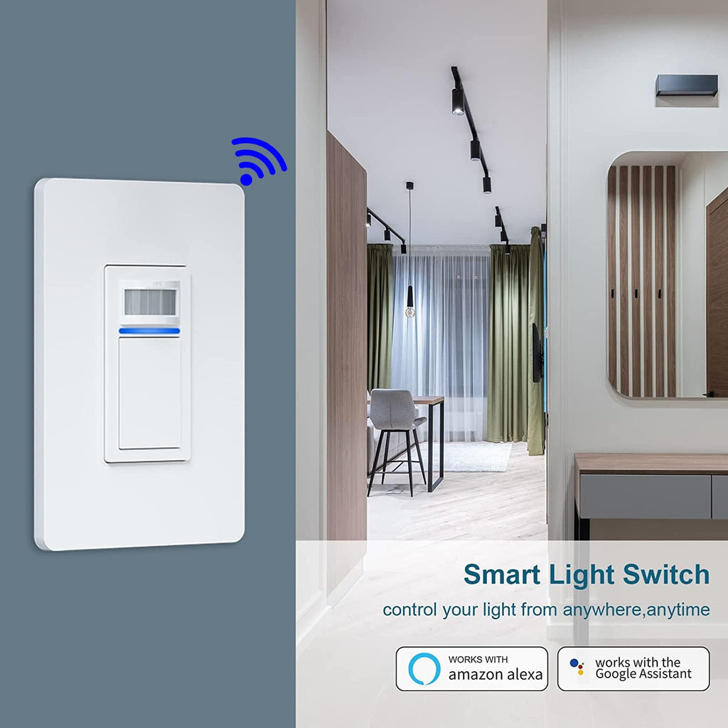 Nexete Smart Wi-Fi Motion Sensor Light Switch for Smart Home Automation, Single Pole/3-Way, PIR Occupancy/Vacancy Sensor, Compatible with Alexa & Google Home Neutral Wire Required(Sensor)