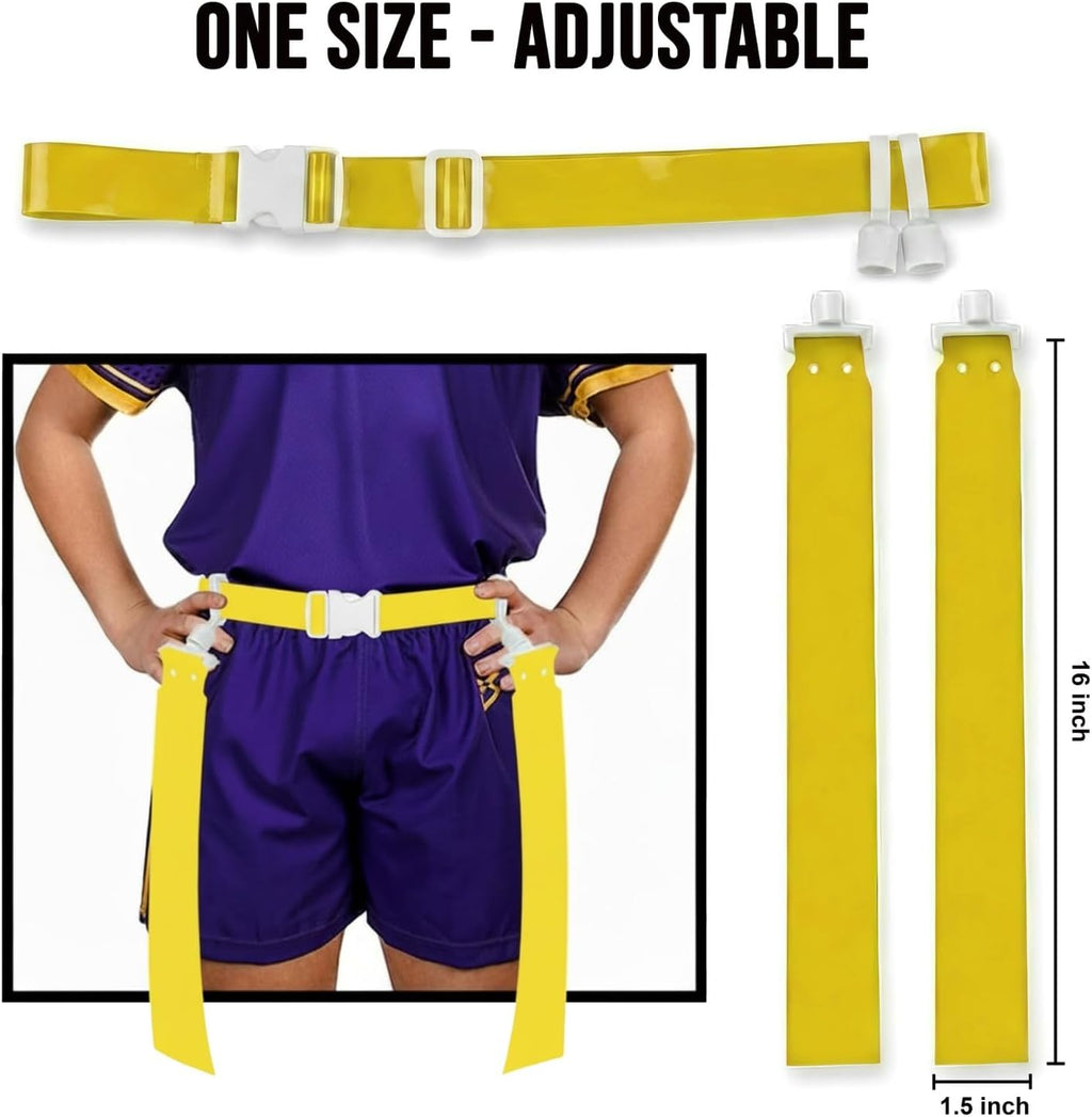 Adjustable Flag Football Belt Set, One Size Fits All | Pop-release flags for fast, fair calls; durable woven material