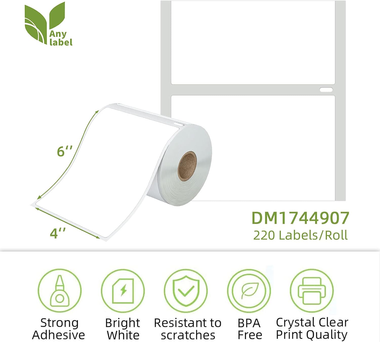 Compatible 4" x 6" Direct Thermal Label Replacement for DYMO 1744907 Postage Address Shipping Compatible with Dymo