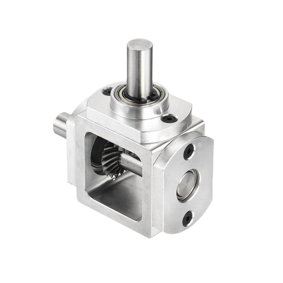 uxcell Gear Box 90 Degree Right Angle Bevel Gearbox 1:1 Single Output Shaft 1 Module 20 Teeth Bevel Gear Aluminum Frame Simple Mechanical DIY Module 10mm Shaft,68x71.5x30mm(LxWxH)
