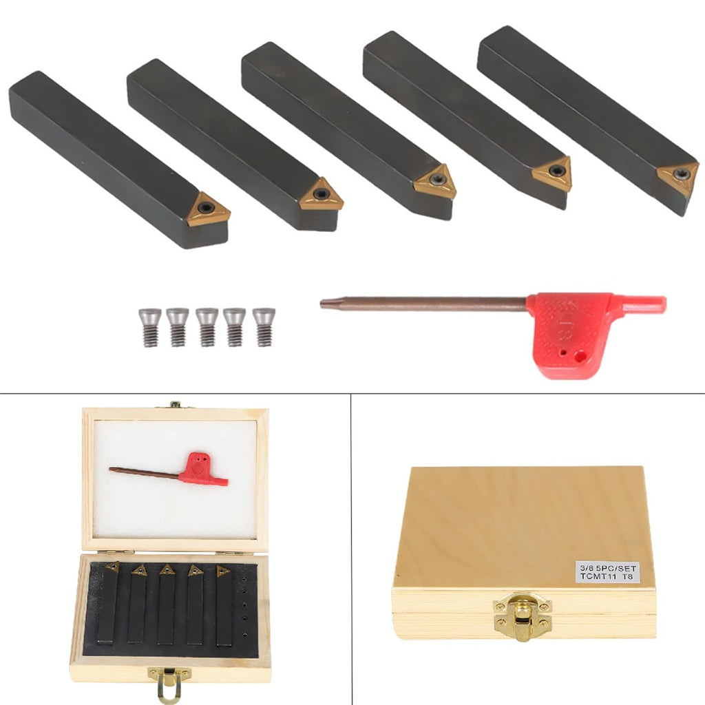 Kimllier 5Pcs 3/8" Indexable Carbide Lathe Turning Tool Holder