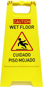 3-Pack Caution wet floor sign, 24 in. (approx. 60 cm) Height,Bright Yellow Double-Sided Folding A-Shaped Frame