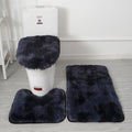 Bathroom Rugs Sets 3 Piece,U-Shaped Toilet Floor Mat +Non Slip Rugs +Toilet Lid Cover Mat,with PVC Point Rubber