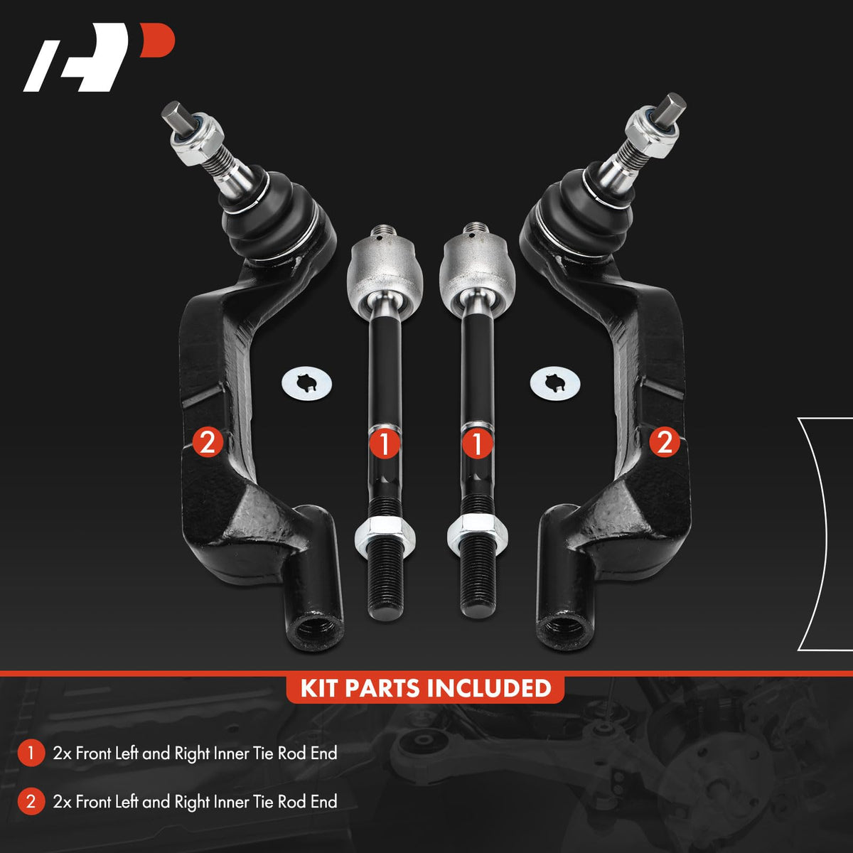 A-Premium Front Inner Outer Tie Rod End Kit Fix Uneven Tire Wear